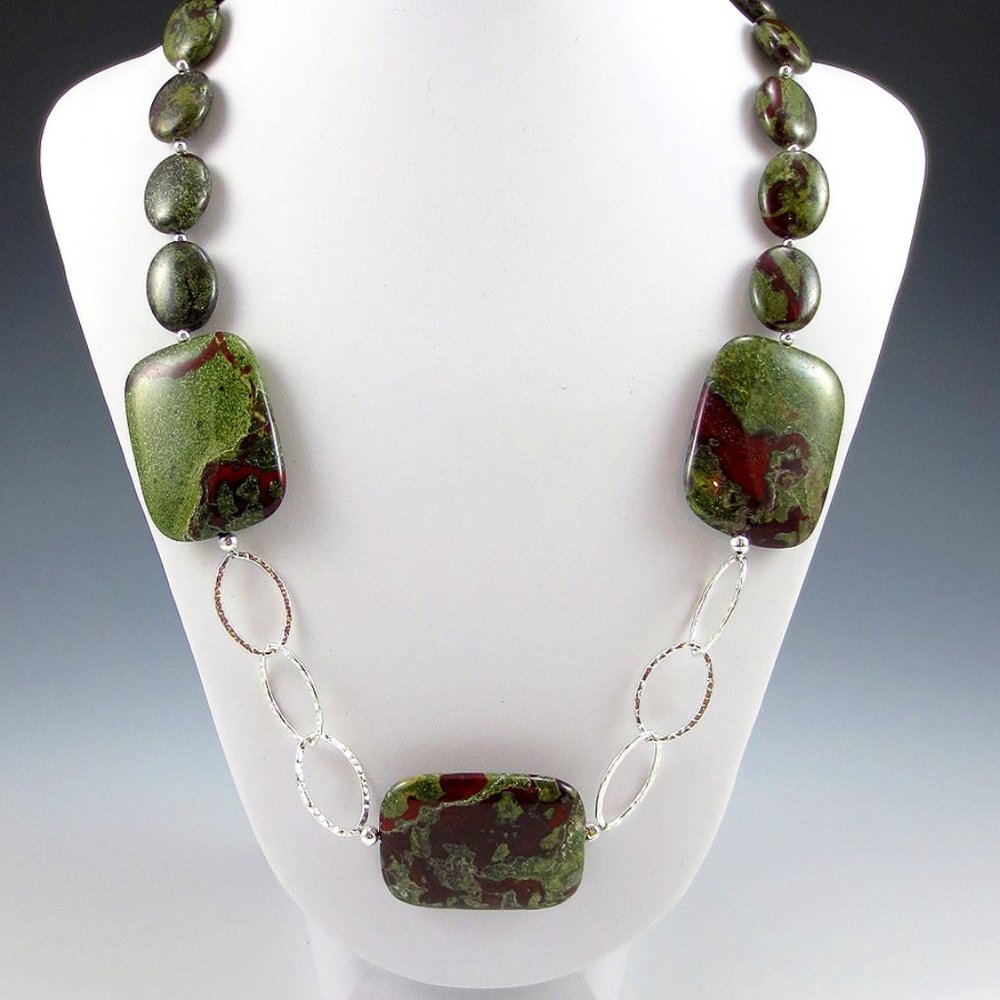 Dragon Blood Jasper and Sterling Silver Necklace